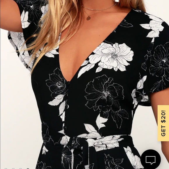 Black floral print jumpsuit - Picture 4 of 6